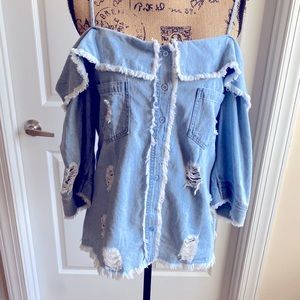 Foxy Off the Shoulder Fringed Top